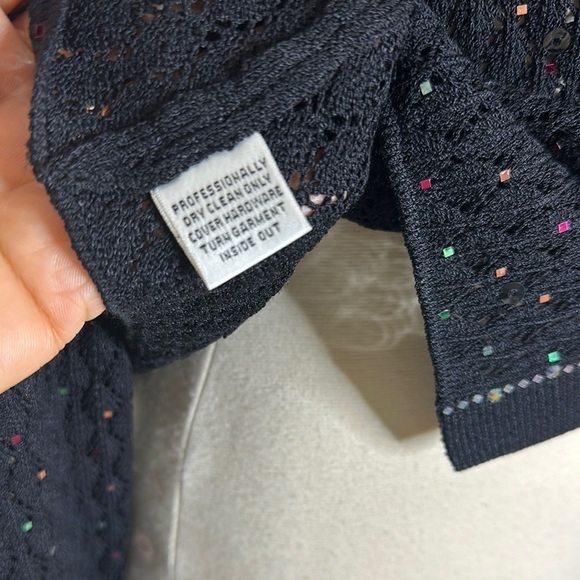 St. John Evening Black Beaded Cardigan Knit Sweater Jacket Sz4 - Picture 11 of 14